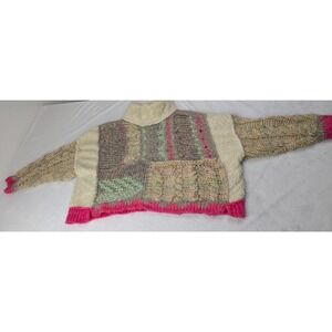Free People Sweater Womens Small‎ Multicolor Patchwork Cable Knit Boho Excellent